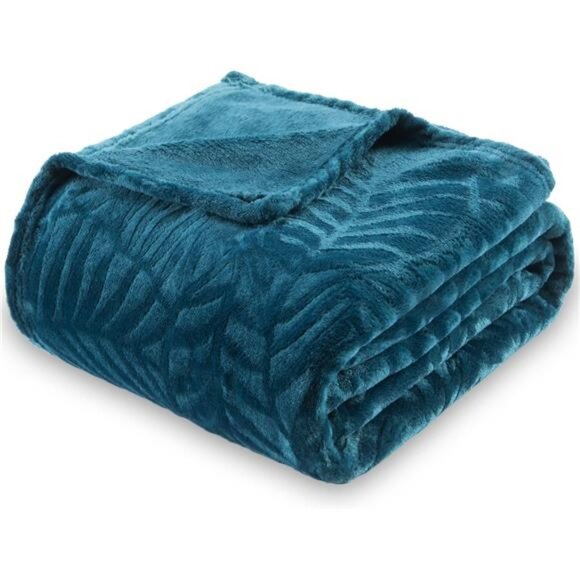 Flannel Fleece Throw Blanket 50x60 Soft Cozy Warm Plush Bed Couch Sofa Blue Cora - Picture 1 of 8
